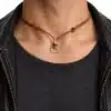 N2780 Collier cuir anneau Argent 925 massif cordon noeuds coulissants - Bijoux colliers hommes en ligne Ninanina