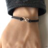 N2782a Bracelet homme infini Argent 925 massif cordon cuir noir - Bijoàux Homme en ligne Ninanina
