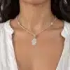 N2783 Collier Main de fatima Argent 925 massif Cordon Cuir réglable - Bijoux coliers cuir en ligne Ninanina