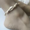 N2788a Bracelet cheville coquillage femme cauri perles bois - Bijoux de pieds en ligne Ninanina