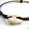 N2788terb bracelet de cheville coquillage et coton ciré