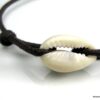 N2788terc bracelet de cheville coquillage et coton ciré