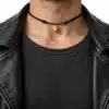 N2842a Collier homme pendentif tête de mort blanche cordon cuir - Bijoux colliers hommes en ligne Ninanina