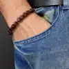 N2883a Bracelet bois personnalisé perles carrées homme - Bijoux bracelets hommes en ligne Ninanina