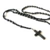 N2892c Chapelet hematite pour homme croix et perles noires - Bijoux Colliers hommes en ligne Ninanina