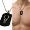 N2910 Collier homme pendentif noir tête de mort Acier inoxydable - Bijoux colliers hommes en ligen Ninanina