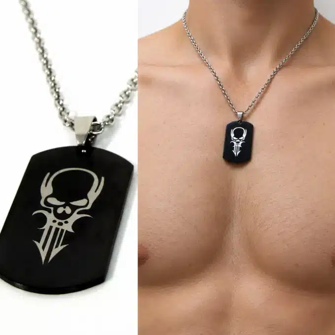 N2910 Collier homme pendentif noir tête de mort Acier inoxydable - Bijoux colliers hommes en ligen Ninanina