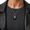 N2910a Collier homme pendentif noir tête de mort Acier inoxydable - Bijoux colliers hommes en ligen Ninanina