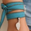 N2917b Bracelet lacet soie lavée turquoise pendentif corse Acier inoxydable - Bijoux Bracelets boheme chic en ligne Ninanina