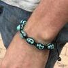 N2929 Bracelet shamballa tête de mort howlite turquoise - Bijoux Bracelets en ligne Ninanina