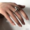 N2962 Bague boules 12mm plaqué argent ajustable - Bijoux Bagues en ligne Ninanina