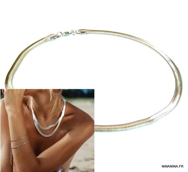 Chaîne Maille Serpent Plaquée Or 18 Carats - Longueur 50 Cm - Neuf Avec étiquettes