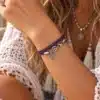 N3001a Bracelet femme fantaisie 3 tours signe peace et coeur argenté - Bijoux bracelets femmes en ligne Ninanina