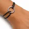 N3007 Bracelet Femme Anneau Fin Argent 925 massif Cordon réglable - Bijoux bracelets femmes en ligne Ninanina