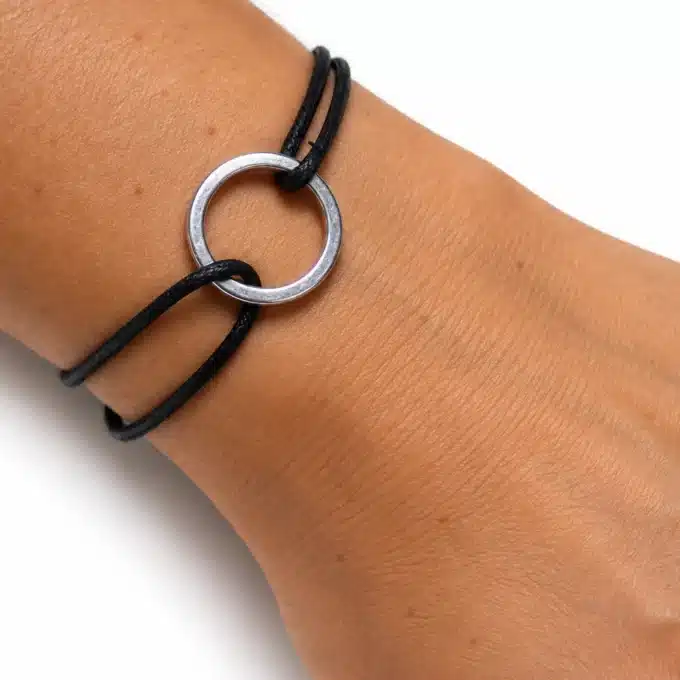 N3007 Bracelet Femme Anneau Fin Argent 925 massif Cordon réglable - Bijoux bracelets femmes en ligne Ninanina