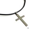 N3008a Collier homme avec pendentif croix Acier inoxydable cordon cuir - Bijoux colliers hommes en ligne Ninanina