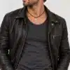 N3008b Collier homme avec pendentif croix Acier inoxydable cordon cuir - Bijoux colliers hommes en ligne Ninanina