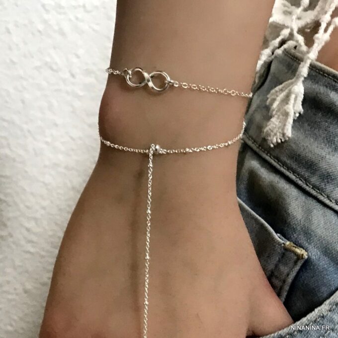 N3018 Bracelet Argent femme fin et minimaliste symbole infini - Bijoux Bracelets femmes en ligne Ninanina