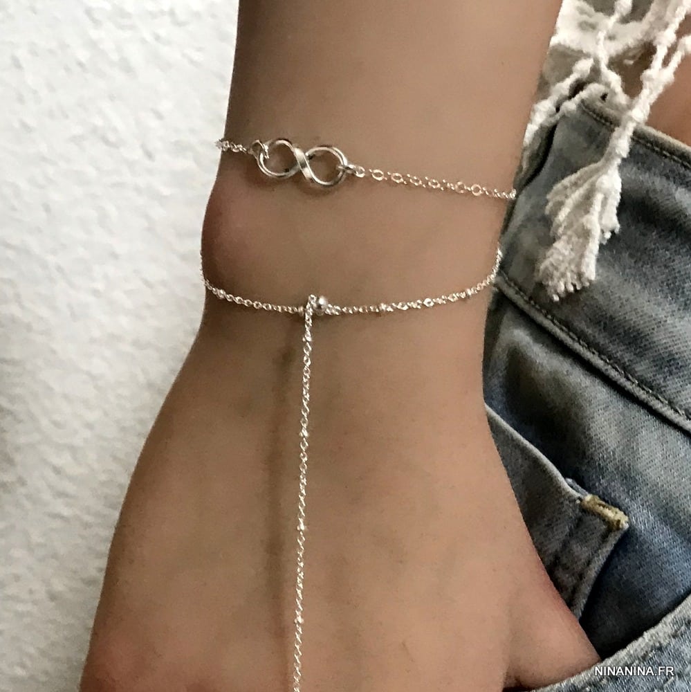 Bracelet Argent femme fin et minimaliste symbole infini - Ninanina