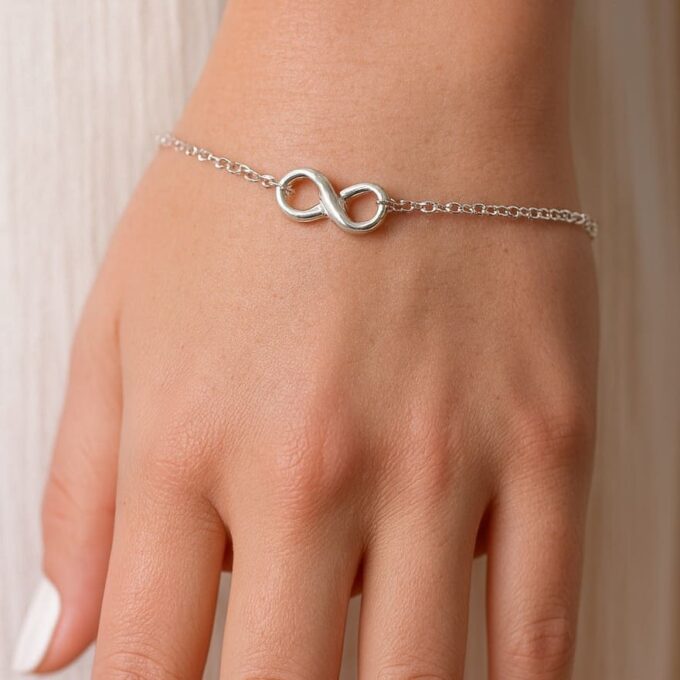 N3018a Bracelet Argent signe infini artisanal - bijou fin et minimaliste pour Femme - Bijoux Bracelets infinity en ligne Ninanina