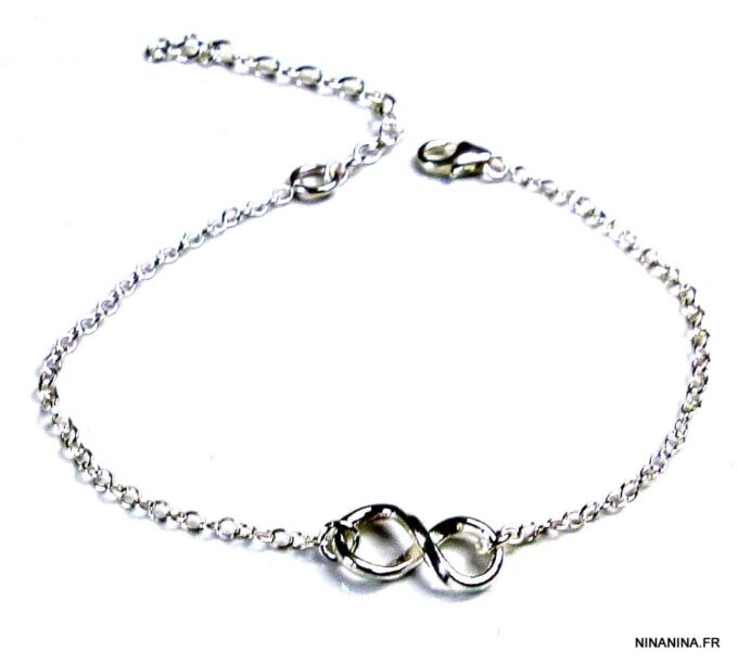 N3018b Bracelet Argent femme fin et minimaliste symbole infini - Bijoux Bracelets femmes en ligne Ninanina Bracelet Argent femme fin et minimaliste symbole infini
