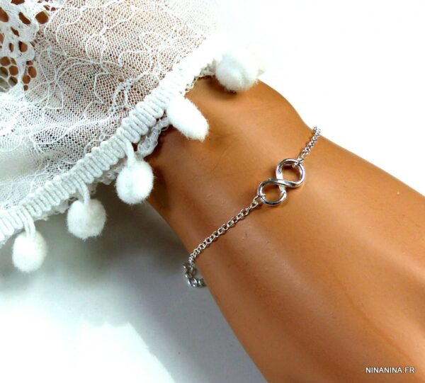 Bracelet Argent femme fin et minimaliste symbole infini