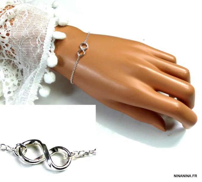 N3018e Bracelet Argent femme fin et minimaliste symbole infini - Bijoux Bracelets femmes en ligne Ninanina Bracelet Argent femme fin et minimaliste symbole infini