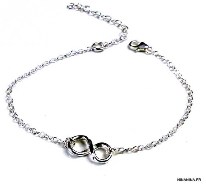 N3018g Bracelet Argent femme fin et minimaliste symbole infini - Bijoux Bracelets femmes en ligne Ninanina Bracelet Argent femme fin et minimaliste symbole infini