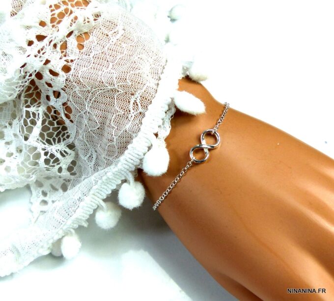 N3018h Bracelet Argent femme fin et minimaliste symbole infini - Bijoux Bracelets femmes en ligne Ninanina Bracelet Argent femme fin et minimaliste symbole infini