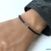 N3035 Bracelet cuir fin homme rondelles Acier inoxydable - Bijoux Bracelets en ligne Ninanina