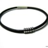 N3035tera bracelet cordon cuir et acier inoxydable