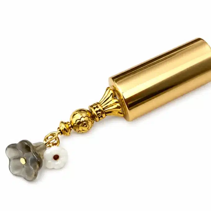N303b Atomiseur flacon de parfum rechargeable métal doré et fleurs - Accessoires femmes en ligne Ninanina