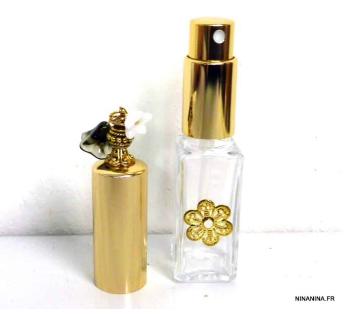 N303tera vaporisateur de sac verre et métal doré