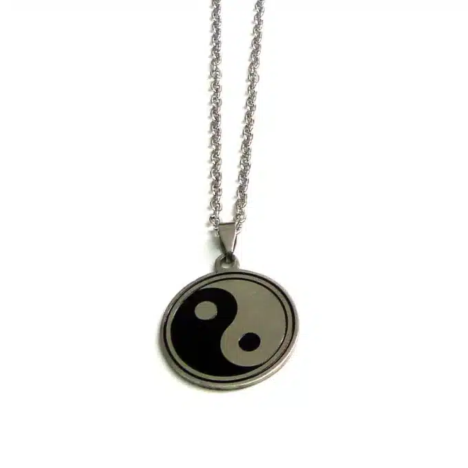 N3068c Collier homme pendentif yin yang Acier inoxydable - Bijoux colliers hommes en ligne Ninanina