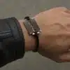 N3080a Bracelet lame de rasoir Acier inoxydable homme cordon cuir - Bijoux barcelets hommes en ligne Ninanina