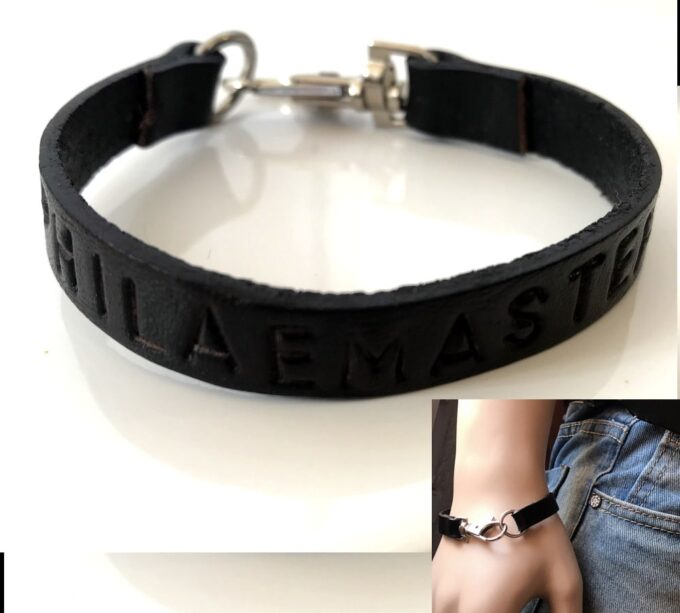 N3096b Bracelet pour homme personnalisé cuir et métal argent - Bijoux Bracelets en ligne Ninanina