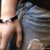 N3096e Bracelet pour homme personnalisé cuir et métal argent - Bijoux Bracelets en ligne Ninanina