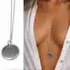N3104 Sautoir medaille Ronde Argent plaqué - Collier long femme - Bijoux colliers sautoirs femmes en ligne Ninanina