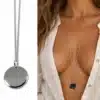 N3104c Sautoir medaille Ronde Argent plaqué - Collier long femme - Bijoux colliers sautoirs femmes en ligne Ninanina