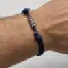 N3120 Bracelet homme perles plates Acier inoxydable argenté cordon - Bijoux bracelets hommes en ligne Ninanina