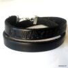 N3123b Bracelet cuir personnalisé noir 2 tours homme - Bijoux Bracelets personnalisés en ligne Ninanina