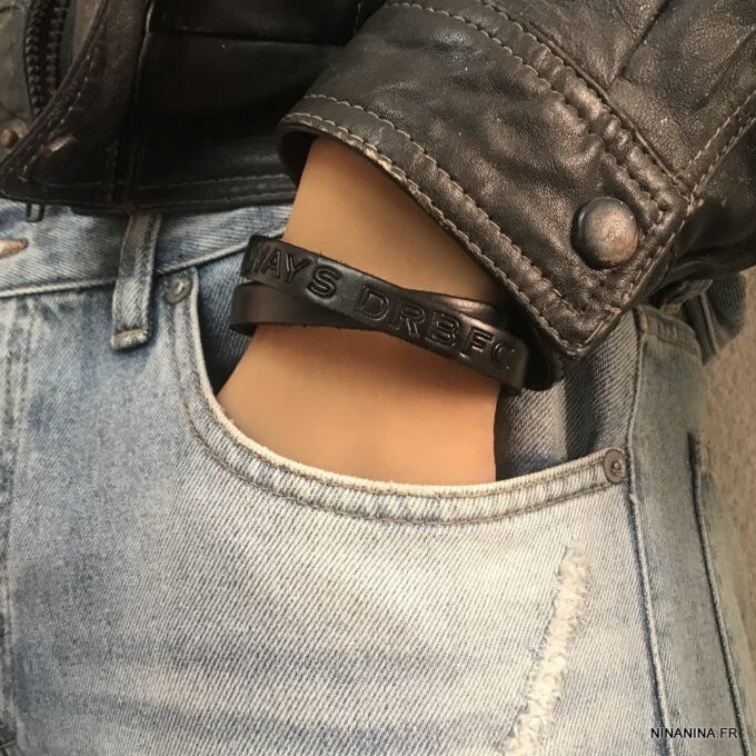 N3123c Bracelet cuir personnalisé noir 2 tours homme - Bijoux Bracelets personnalisés en ligne Ninanina