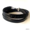 N3123d Bracelet cuir personnalisé noir 2 tours homme - Bijoux Bracelets personnalisés en ligne Ninanina
