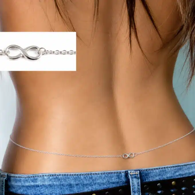N3140c Chaine de taille femme signe infini Argent 925 massif - Bijoux de corps femmes en ligne Ninanina