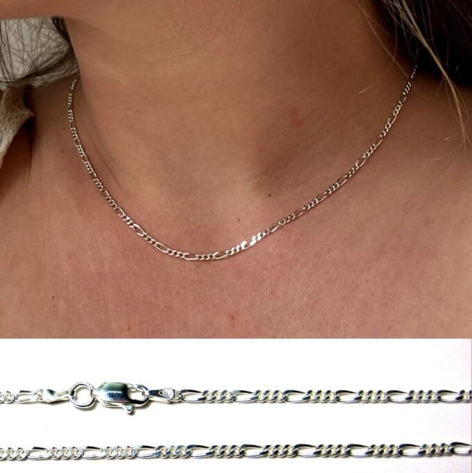 N3160b Chaine Argent Femme Fine Maille Figaro 2,5mm - Bijoux Colliers Chaines en ligne Ninanina