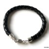 N3175 Bracelet homme cuir tressé argent 925 massif - Bijoux Bracelets en ligne Ninanina