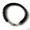N3175b Bracelet homme cuir tressé argent 925 massif - Bijoux Bracelets en ligne Ninanina