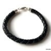 N3175d Bracelet homme cuir tressé argent 925 massif - Bijoux Bracelets en ligne Ninanina