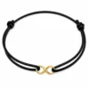 N3188c Bracelet infini plaqué or sur Argent 925 massif cordon cuir réglable - Bijoux bracelets hommes en ligne Ninanina
