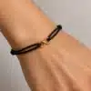 N3188d Bracelet infini plaqué or sur Argent 925 massif cordon cuir réglable - Bijoux bracelets hommes en ligne Ninanina
